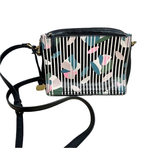 Fossil black floral leather crossbody camera Campbell bag - Picture 1 of 15